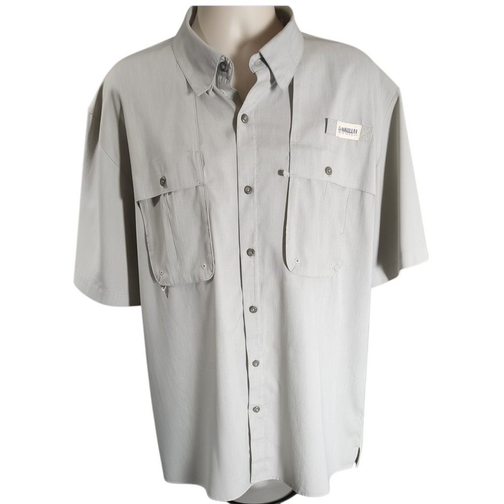 Magellan Outdoors Shirt Mens XL Gray Short Sleeve Fishing Vented Performance